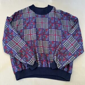 VTG Charles Demery Soleiado Sweater Mens Large Paisley Check Wool France